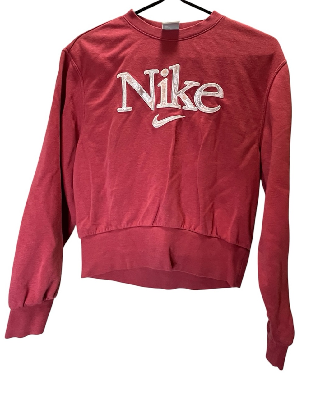 Nike Women's Rose Pink Crew Sweatshirt with Embroidered Logo